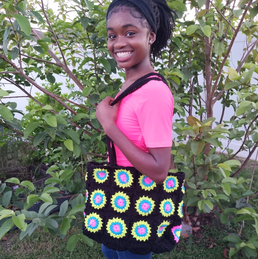 Colorful Crochet Tote Bag